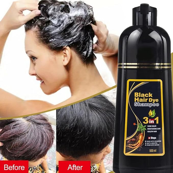 Herbal 3 in 1 Hair Dye Instant Black Hair Shampoo Pack of 2