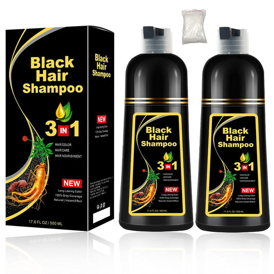 Herbal 3 in 1 Hair Dye Instant Black Hair Shampoo Pack of 2