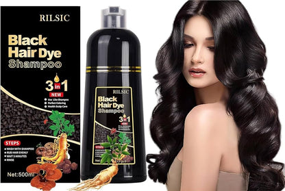 Herbal 3 in 1 Hair Dye Instant Black Hair Shampoo Pack of 2