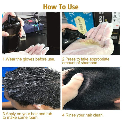 Herbal 3 in 1 Hair Dye Instant Black Hair Shampoo Pack of 2